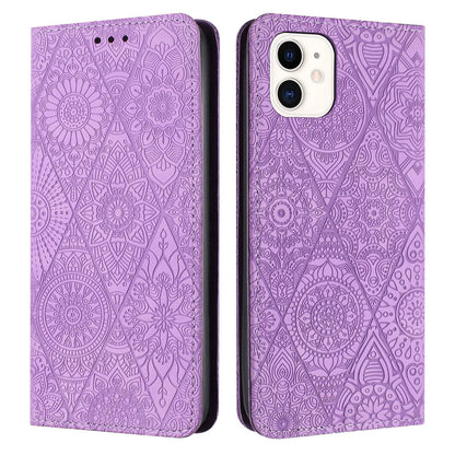 iPhone 11 Ethnic Embossed Adsorption Leather Phone Case