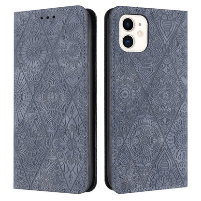 iPhone 11 Ethnic Embossed Adsorption Leather Phone Case