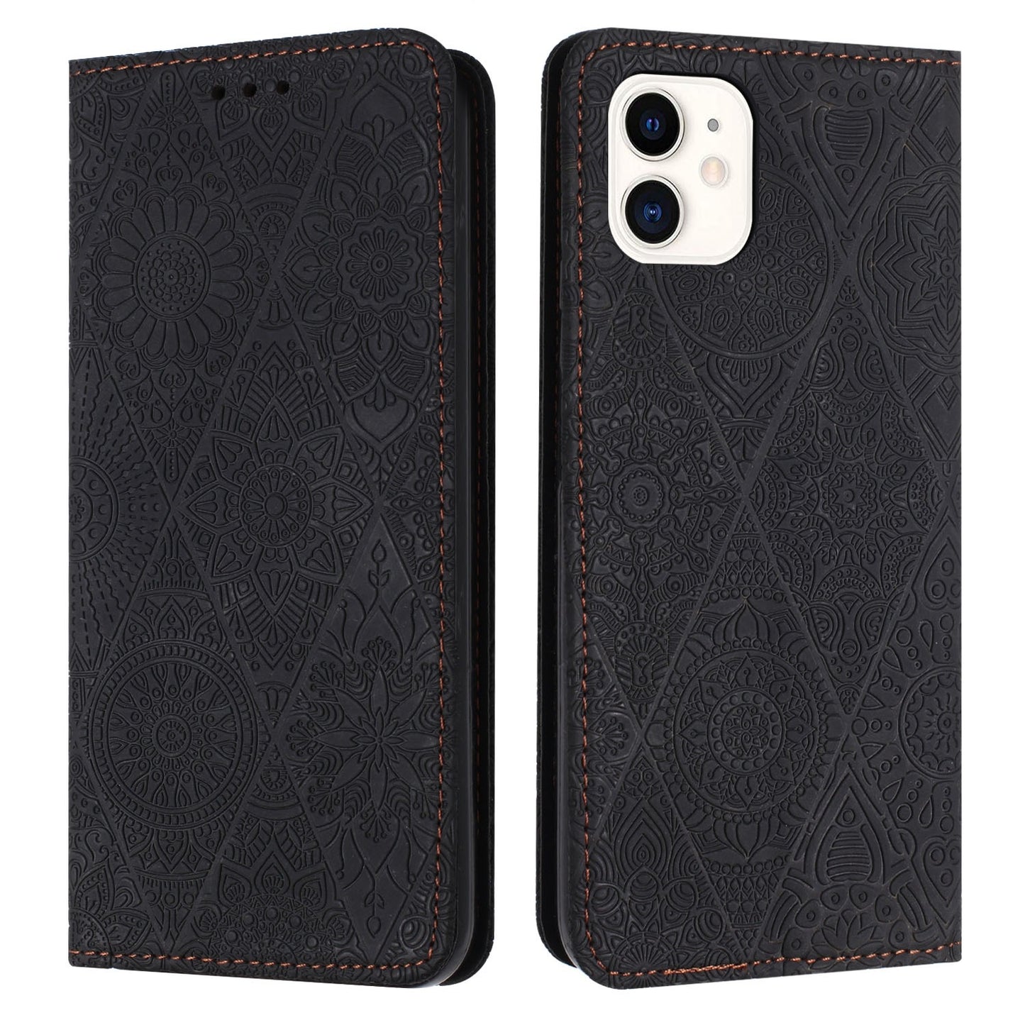 iPhone 11 Ethnic Embossed Adsorption Leather Phone Case