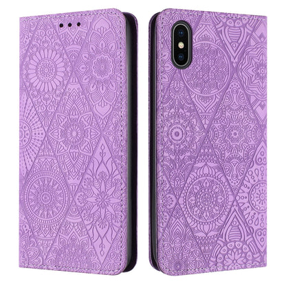 iPhone XS Max Ethnic Embossed Adsorption Leather Phone Case