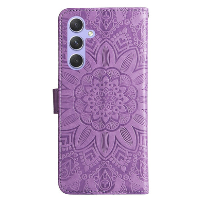 Samsung Galaxy M54 5G Sunflower Embossed Leather Wallet Phone Case with Kickstand and Card Holder