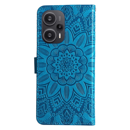 Xiaomi Redmi Poco F5 Sunflower Embossed Leather Wallet Phone Case with Kickstand and Card Holder