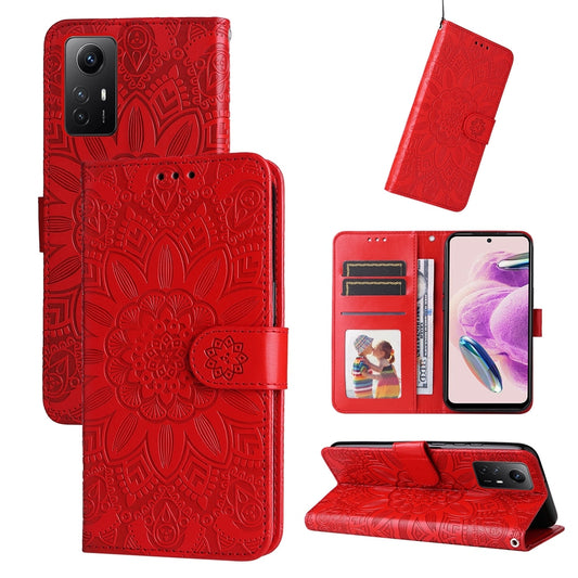 Xiaomi Redmi Note 12S 4G Sunflower Embossed Leather Wallet Phone Case with Kickstand and Card Holder