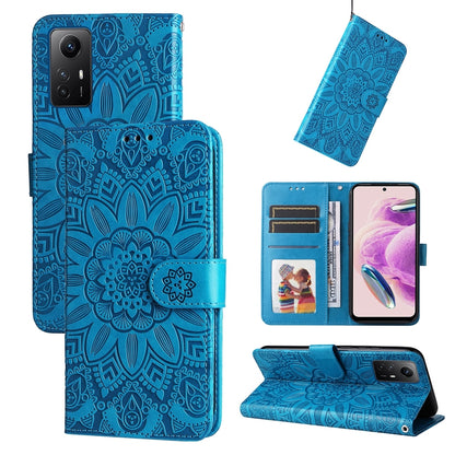 Xiaomi Redmi Note 12S 4G Sunflower Embossed Leather Wallet Phone Case with Kickstand and Card Holder