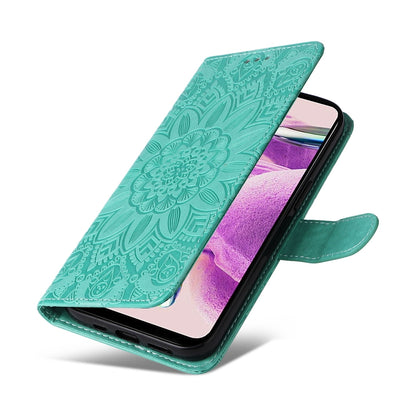 Xiaomi Redmi Note 12S 4G Sunflower Embossed Leather Wallet Phone Case with Kickstand and Card Holder
