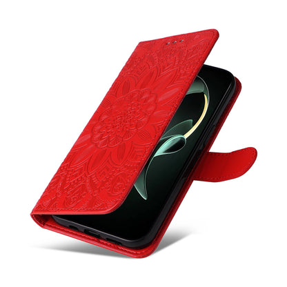 Xiaomi Redmi K60 Ultra Sunflower Embossed Leather Wallet Phone Case with Kickstand and Card Holder