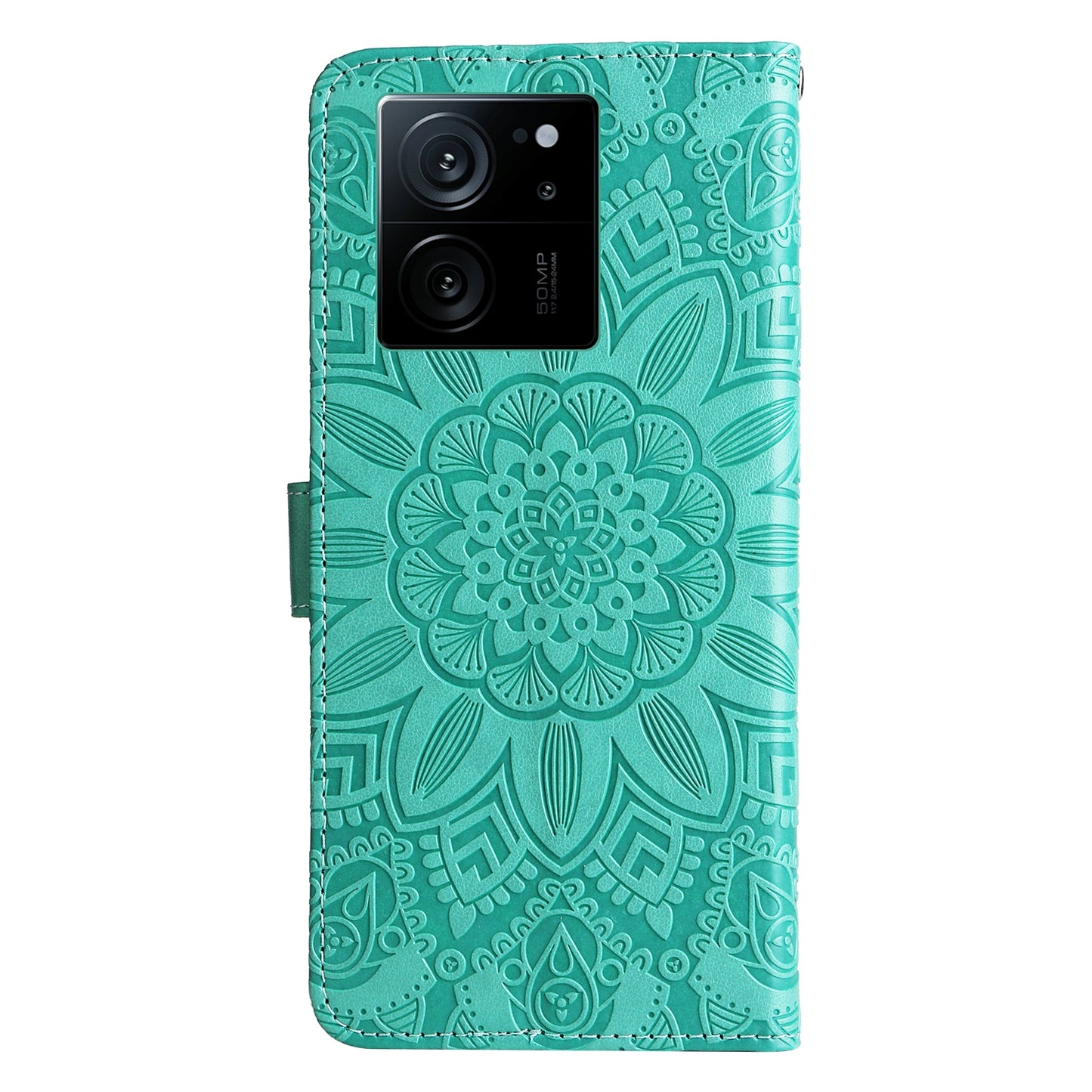 Xiaomi 13T Sunflower Embossed Leather Wallet Phone Case with Kickstand and Card Holder