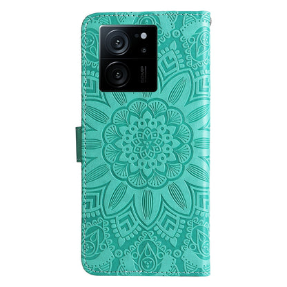 Xiaomi Redmi K60 Ultra Sunflower Embossed Leather Wallet Phone Case with Kickstand and Card Holder