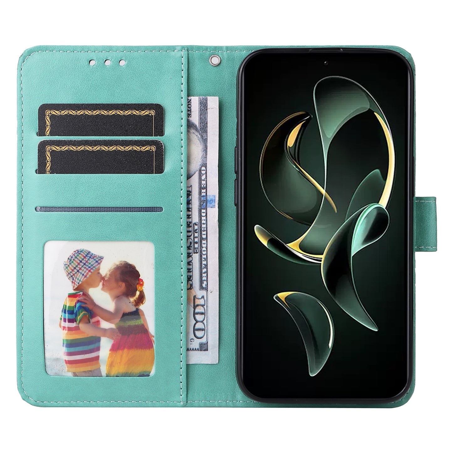 Xiaomi 13T Sunflower Embossed Leather Wallet Phone Case with Kickstand and Card Holder