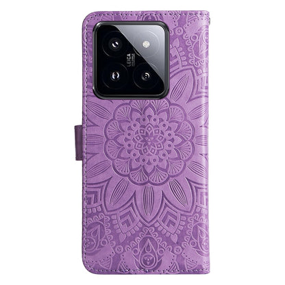 Xiaomi 14 Pro Sunflower Embossed Leather Wallet Phone Case with Kickstand and Card Holder