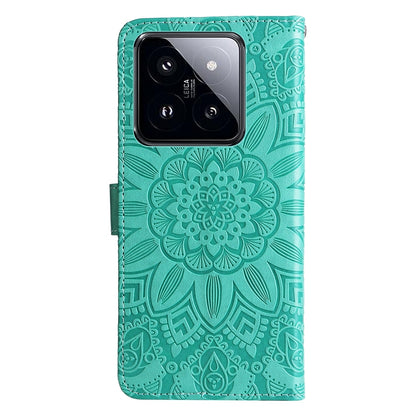 Xiaomi 14 Pro Sunflower Embossed Leather Wallet Phone Case with Kickstand and Card Holder