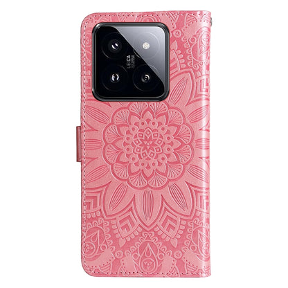 Xiaomi 14 Pro Sunflower Embossed Leather Wallet Phone Case with Kickstand and Card Holder