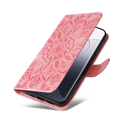 Xiaomi 14 Pro Sunflower Embossed Leather Wallet Phone Case with Kickstand and Card Holder