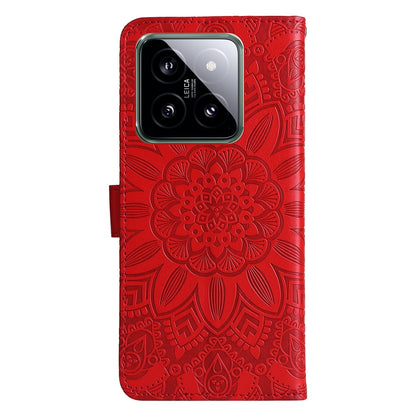 Xiaomi 14 Sunflower Embossed Leather Wallet Phone Case with Kickstand and Card Holder