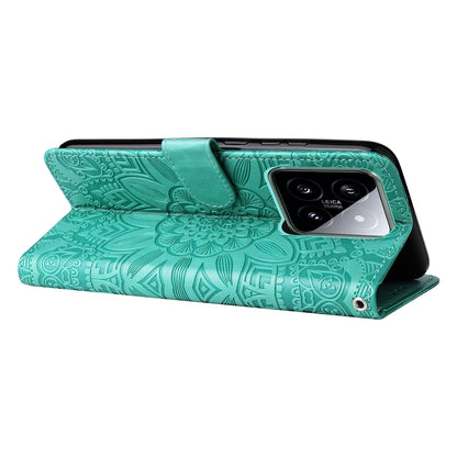 Xiaomi 14 Sunflower Embossed Leather Wallet Phone Case with Kickstand and Card Holder