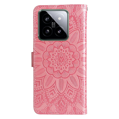 Xiaomi 14 Sunflower Embossed Leather Wallet Phone Case with Kickstand and Card Holder