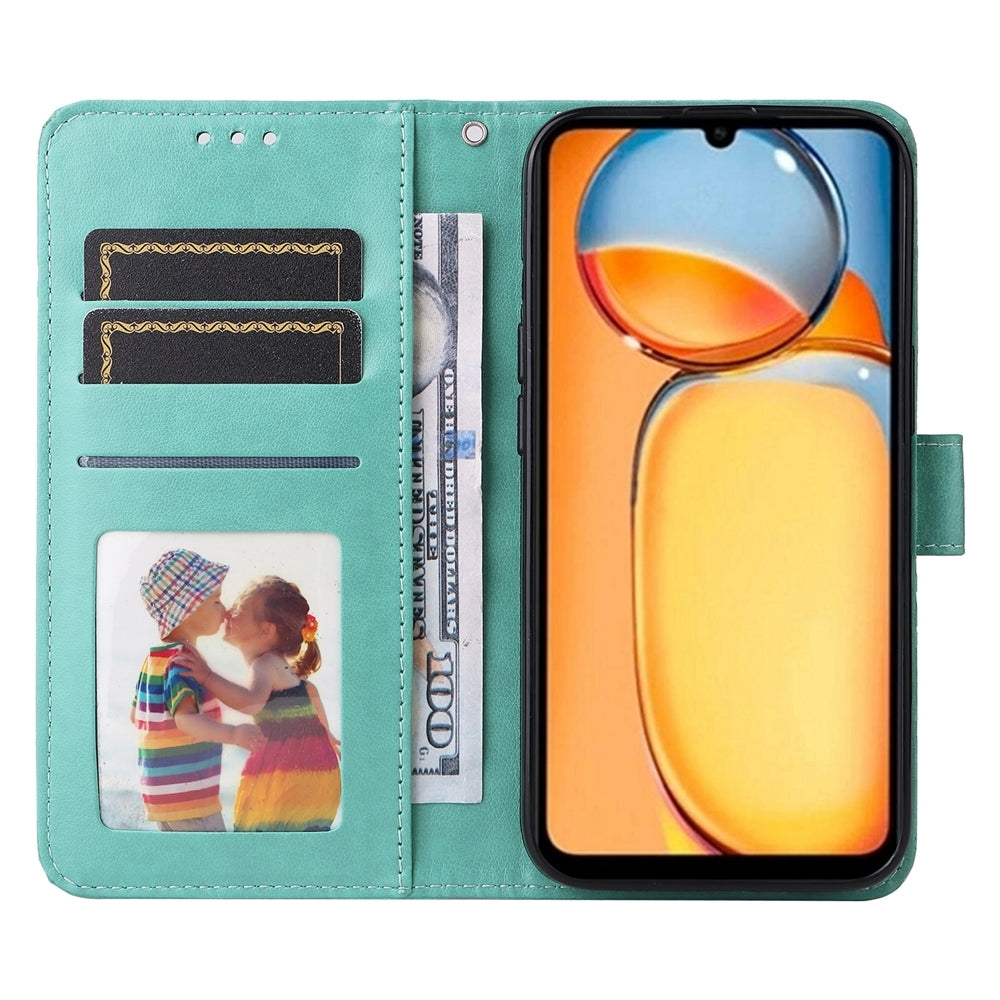 Xiaomi Redmi 13C 4G Sunflower Embossed Leather Wallet Phone Case with Kickstand and Card Holder