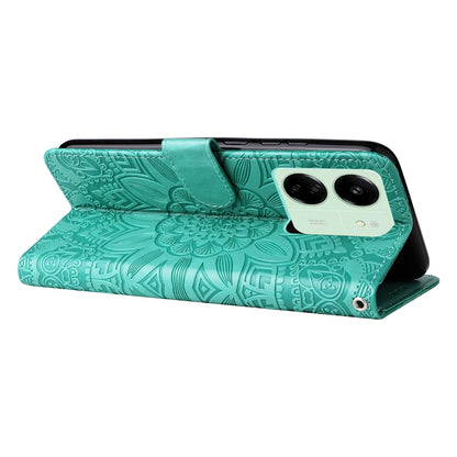 Xiaomi Redmi 13C 4G Sunflower Embossed Leather Wallet Phone Case with Kickstand and Card Holder