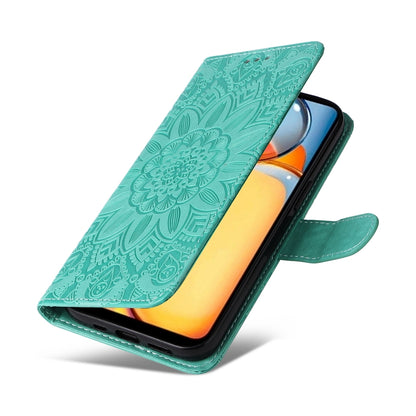 Xiaomi Redmi 13C 4G Sunflower Embossed Leather Wallet Phone Case with Kickstand and Card Holder