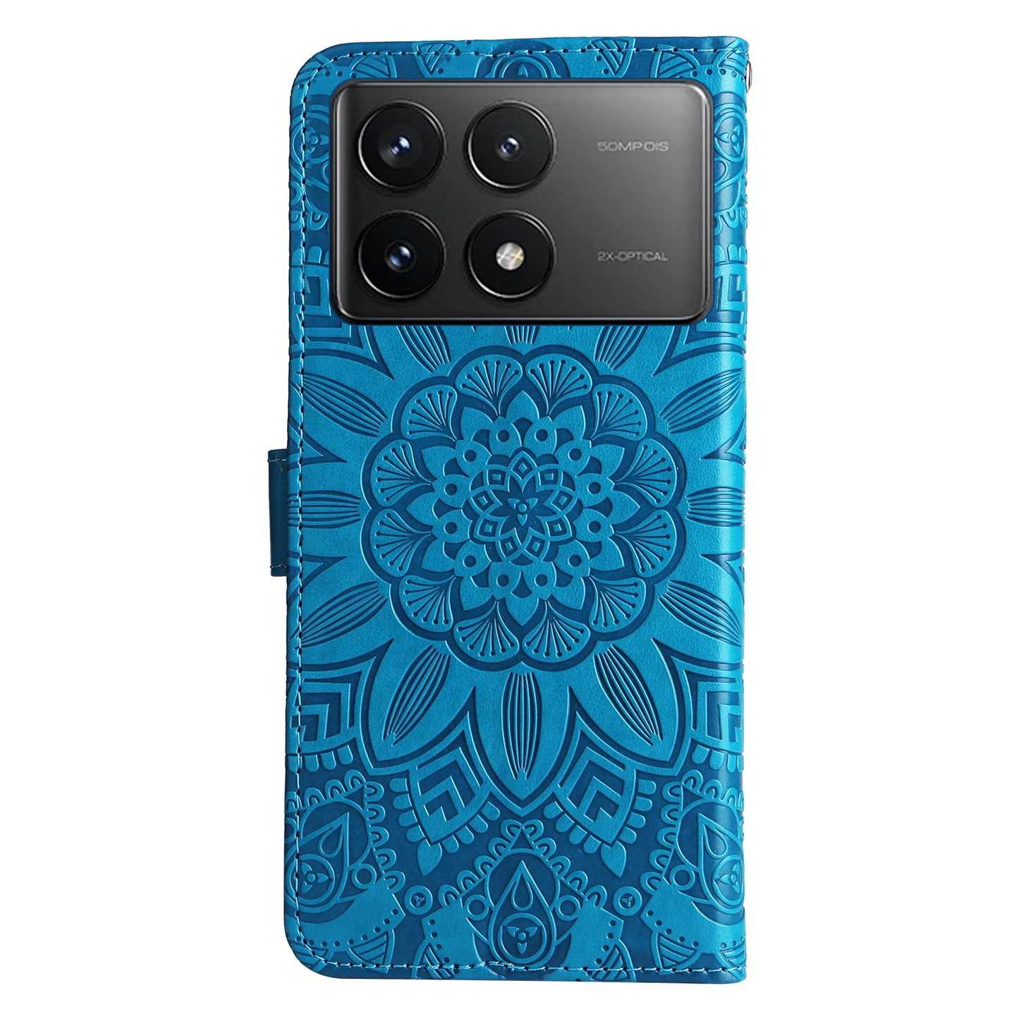 Xiaomi Redmi K70 Sunflower Embossed Leather Wallet Phone Case with Kickstand and Card Holder