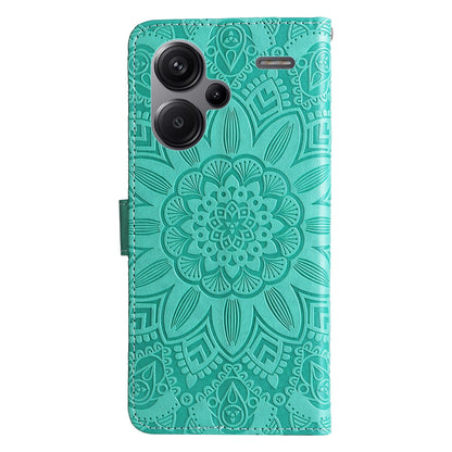 Xiaomi Redmi Note13 Pro+ 5G Global Sunflower Embossed Leather Wallet Phone Case with Kickstand and Card Holder