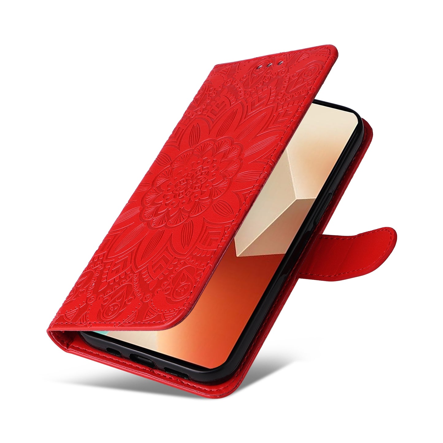 Xiaomi Redmi Note13 5G Global Sunflower Embossed Leather Wallet Phone Case with Kickstand and Card Holder