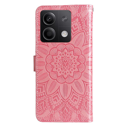 Xiaomi Redmi Note13 5G Global Sunflower Embossed Leather Wallet Phone Case with Kickstand and Card Holder