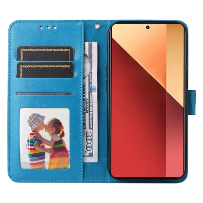 Xiaomi Redmi Note 13 Pro 4G Global Sunflower Embossed Leather Wallet Phone Case with Kickstand and Card Holder