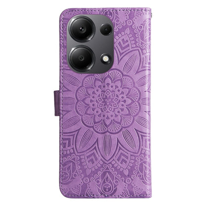 Xiaomi Redmi Note 13 Pro 4G Global Sunflower Embossed Leather Wallet Phone Case with Kickstand and Card Holder