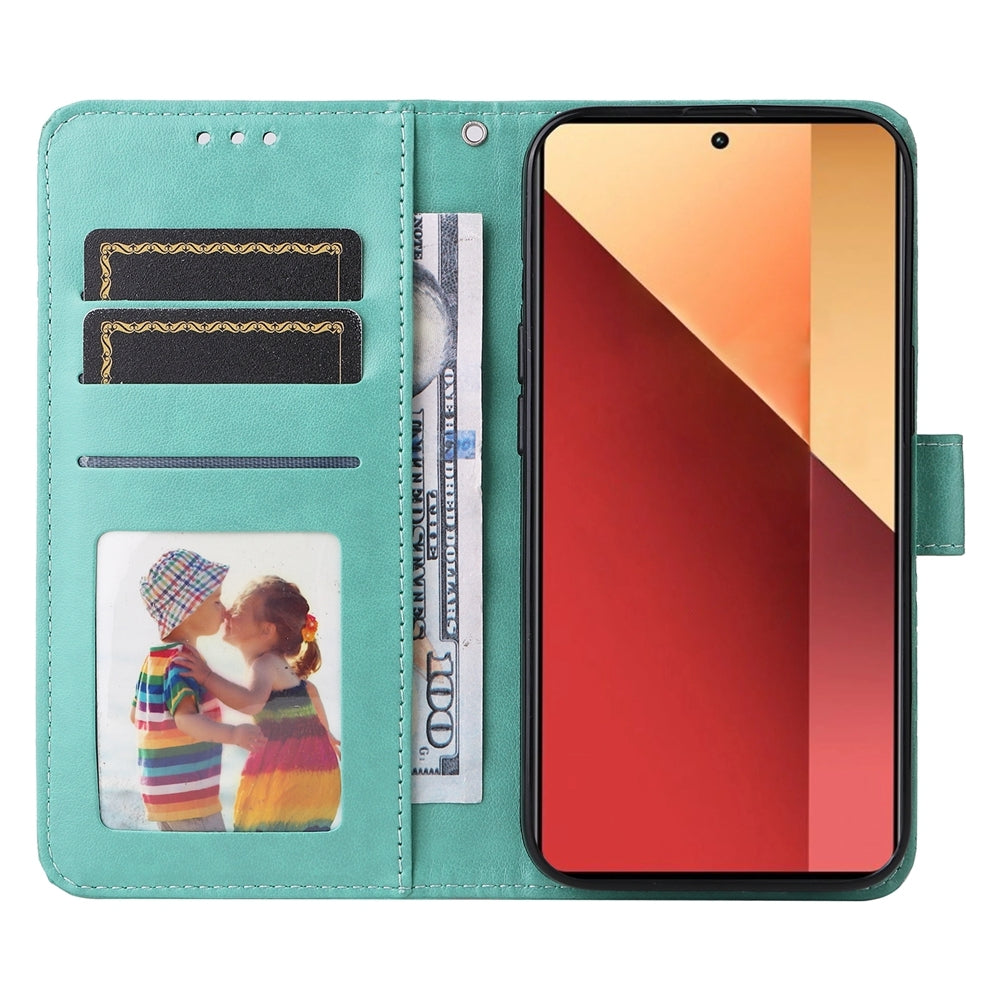 Xiaomi Redmi Note 13 Pro 4G Global Sunflower Embossed Leather Wallet Phone Case with Kickstand and Card Holder