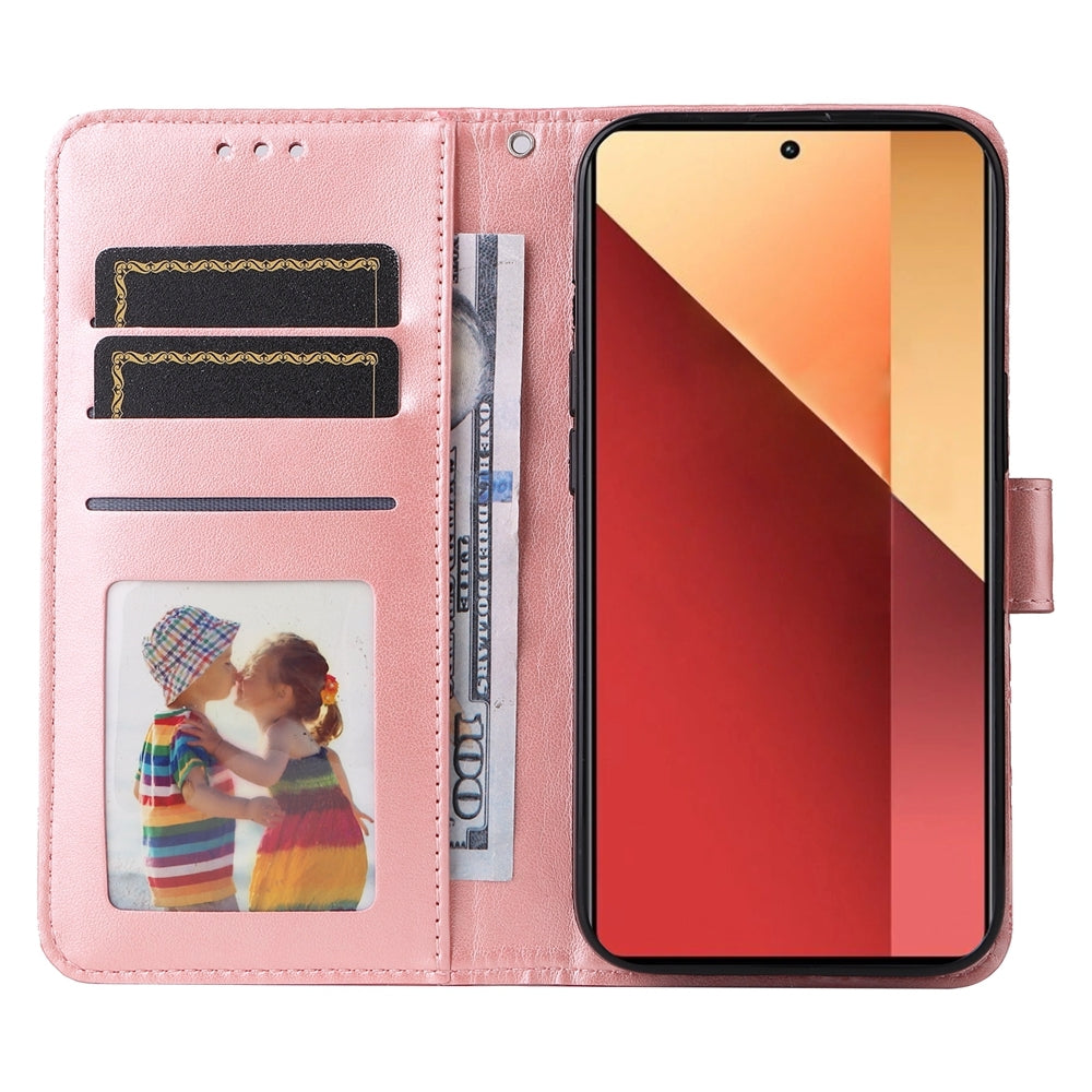 Xiaomi Redmi Note 13 Pro 4G Global Sunflower Embossed Leather Wallet Phone Case with Kickstand and Card Holder