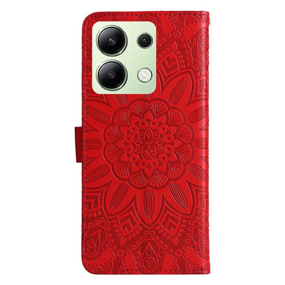 Xiaomi Redmi Note13 4G Sunflower Embossed Leather Wallet Phone Case with Kickstand and Card Holder