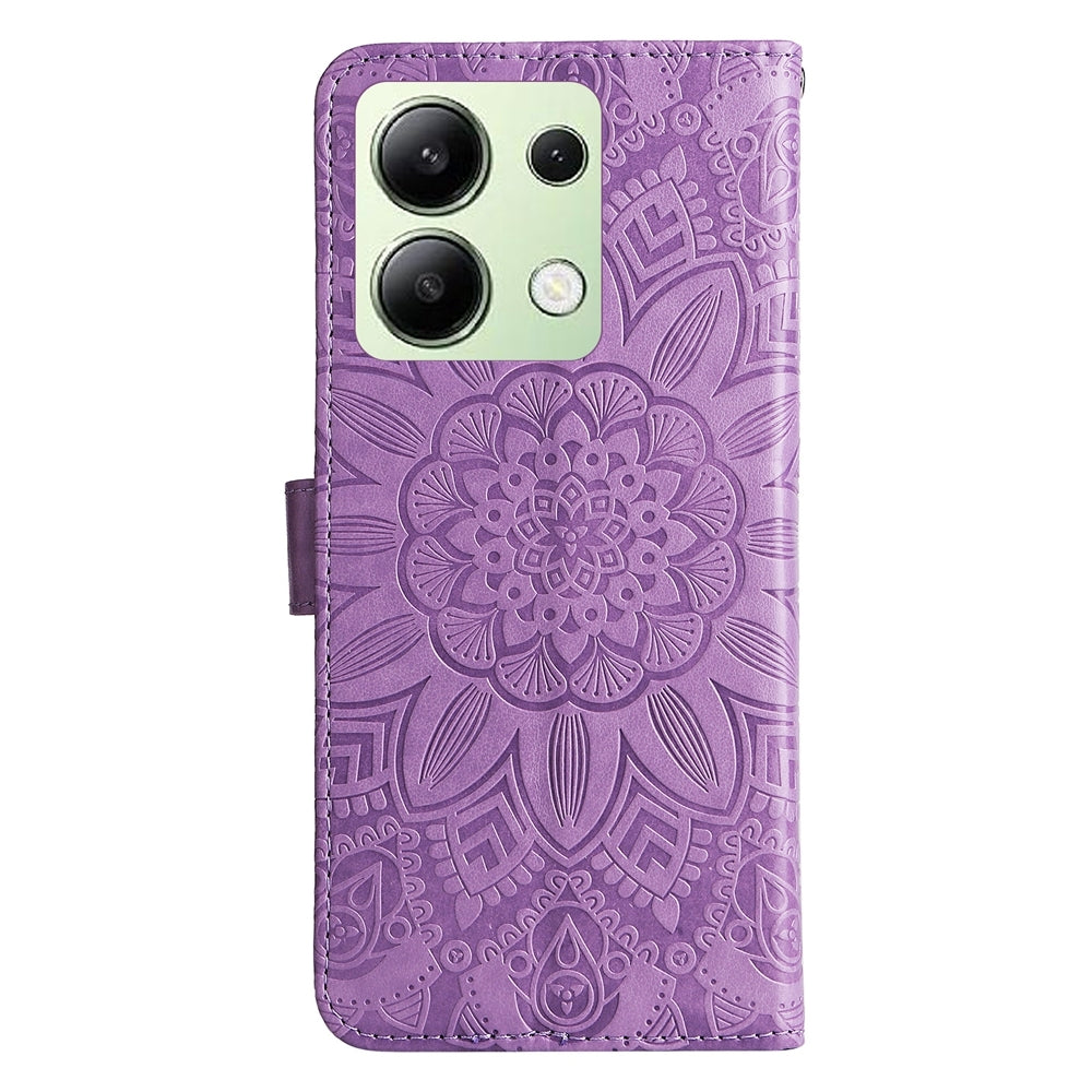 Xiaomi Redmi Note13 4G Sunflower Embossed Leather Wallet Phone Case with Kickstand and Card Holder