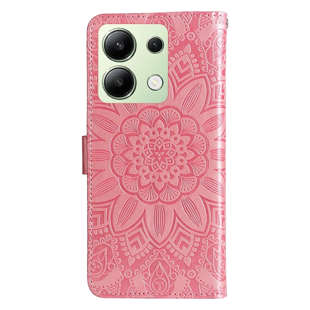 Xiaomi Redmi Note13 4G Sunflower Embossed Leather Wallet Phone Case with Kickstand and Card Holder