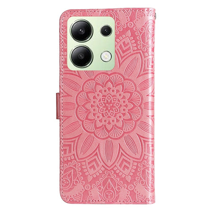 Xiaomi Redmi Note13 4G Sunflower Embossed Leather Wallet Phone Case with Kickstand and Card Holder