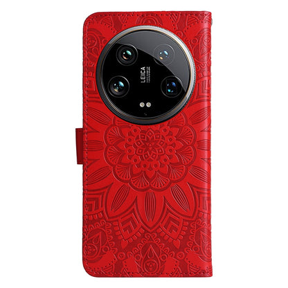 Xiaomi 14 Ultra Sunflower Embossed Leather Wallet Phone Case with Kickstand and Card Holder