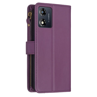 Motorola Moto E13 4G Leather Flip Phone Case with Zipper Wallet and 9 Card Slots, Durable PU + TPU Material