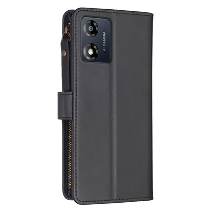 Motorola Moto E13 4G Leather Flip Phone Case with Zipper Wallet and 9 Card Slots, Durable PU + TPU Material