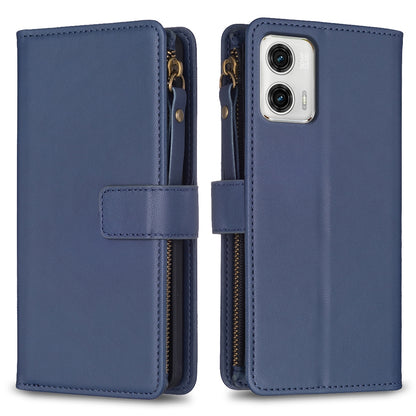 Motorola Moto G73 5G Leather Flip Phone Case with Zipper Wallet and 9 Card Slots, Durable PU + TPU Material