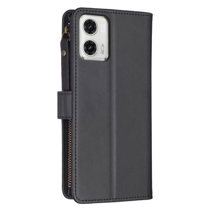 Motorola Moto G73 5G Leather Flip Phone Case with Zipper Wallet and 9 Card Slots, Durable PU + TPU Material
