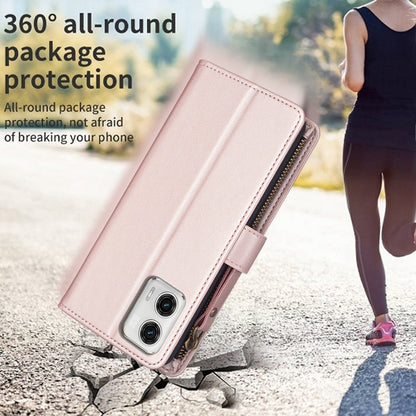 Motorola Moto G73 5G Leather Flip Phone Case with Zipper Wallet and 9 Card Slots, Durable PU + TPU Material