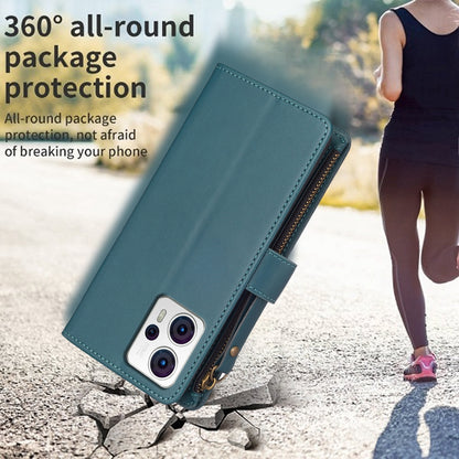 Motorola Moto G53 5G Leather Flip Phone Case with Zipper Wallet and 9 Card Slots, Durable PU + TPU Material