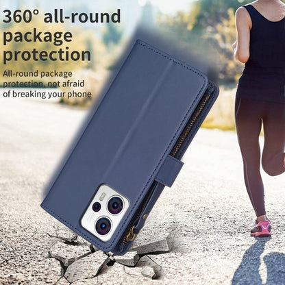 Motorola Moto G13 4G Leather Flip Phone Case with Zipper Wallet and 9 Card Slots, Durable PU + TPU Material