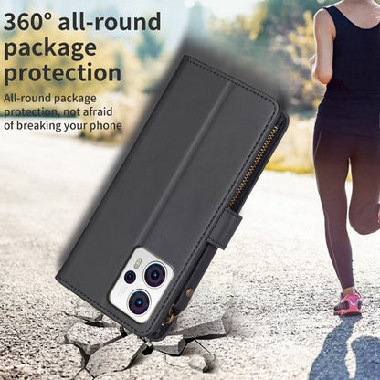 Motorola Moto G23 4G Leather Flip Phone Case with Zipper Wallet and 9 Card Slots, Durable PU + TPU Material