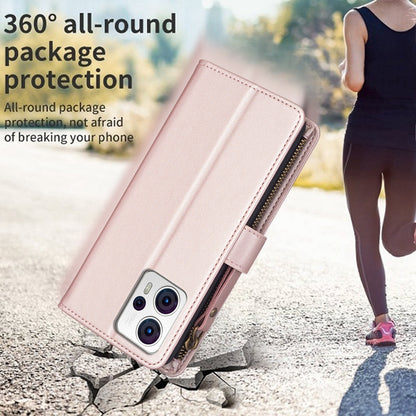 Motorola Moto G53 5G Leather Flip Phone Case with Zipper Wallet and 9 Card Slots, Durable PU + TPU Material