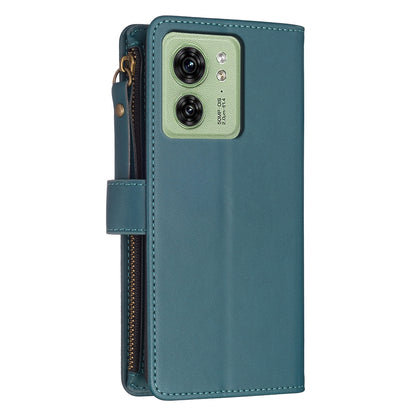 Motorola Edge 40 Leather Flip Phone Case with Zipper Wallet and 9 Card Slots, Durable PU + TPU Material