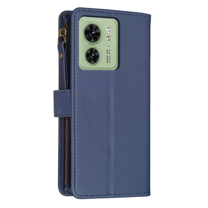 Motorola Edge 40 Leather Flip Phone Case with Zipper Wallet and 9 Card Slots, Durable PU + TPU Material