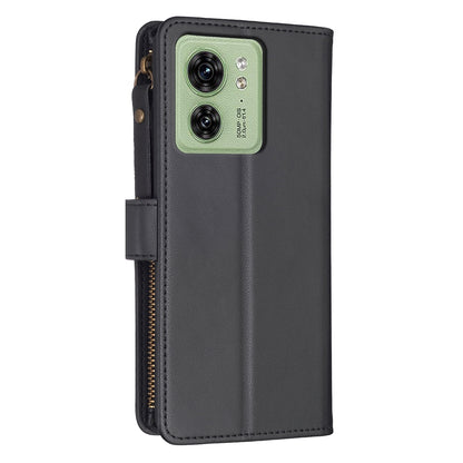 Motorola Edge 40 Leather Flip Phone Case with Zipper Wallet and 9 Card Slots, Durable PU + TPU Material