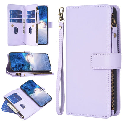 Motorola Edge 40 Leather Flip Phone Case with Zipper Wallet and 9 Card Slots, Durable PU + TPU Material