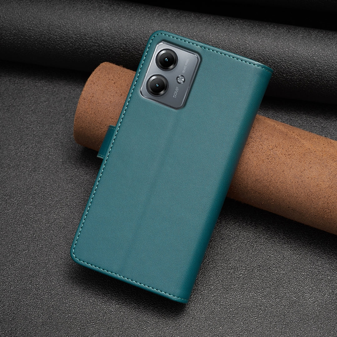 Motorola Moto G14 4G Leather Flip Phone Case with Zipper Wallet and 9 Card Slots, Durable PU + TPU Material